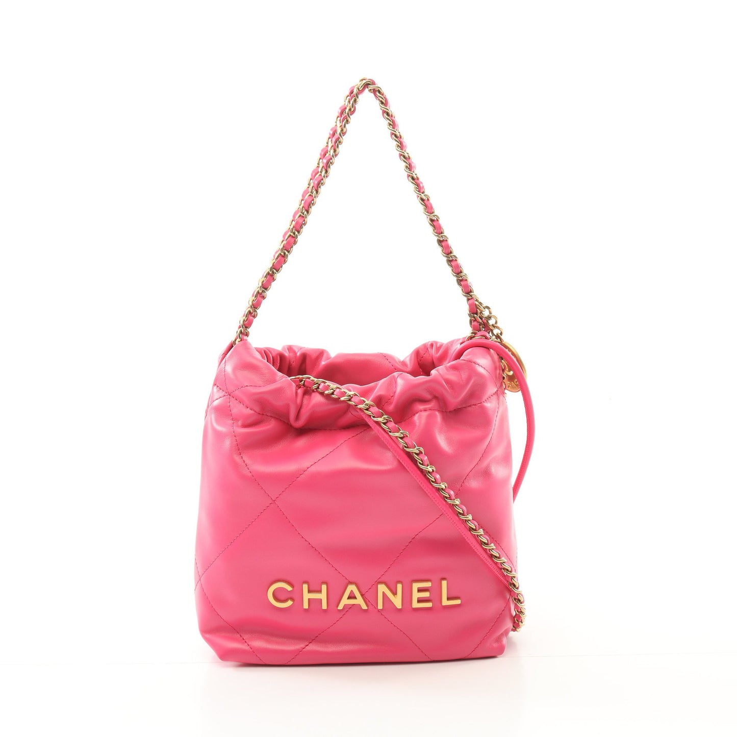 CHANEL 22 ミニ チェーンショルダーバッグ レザー ピンクパープル ゴールド金具 シャネル バッグ CHANEL