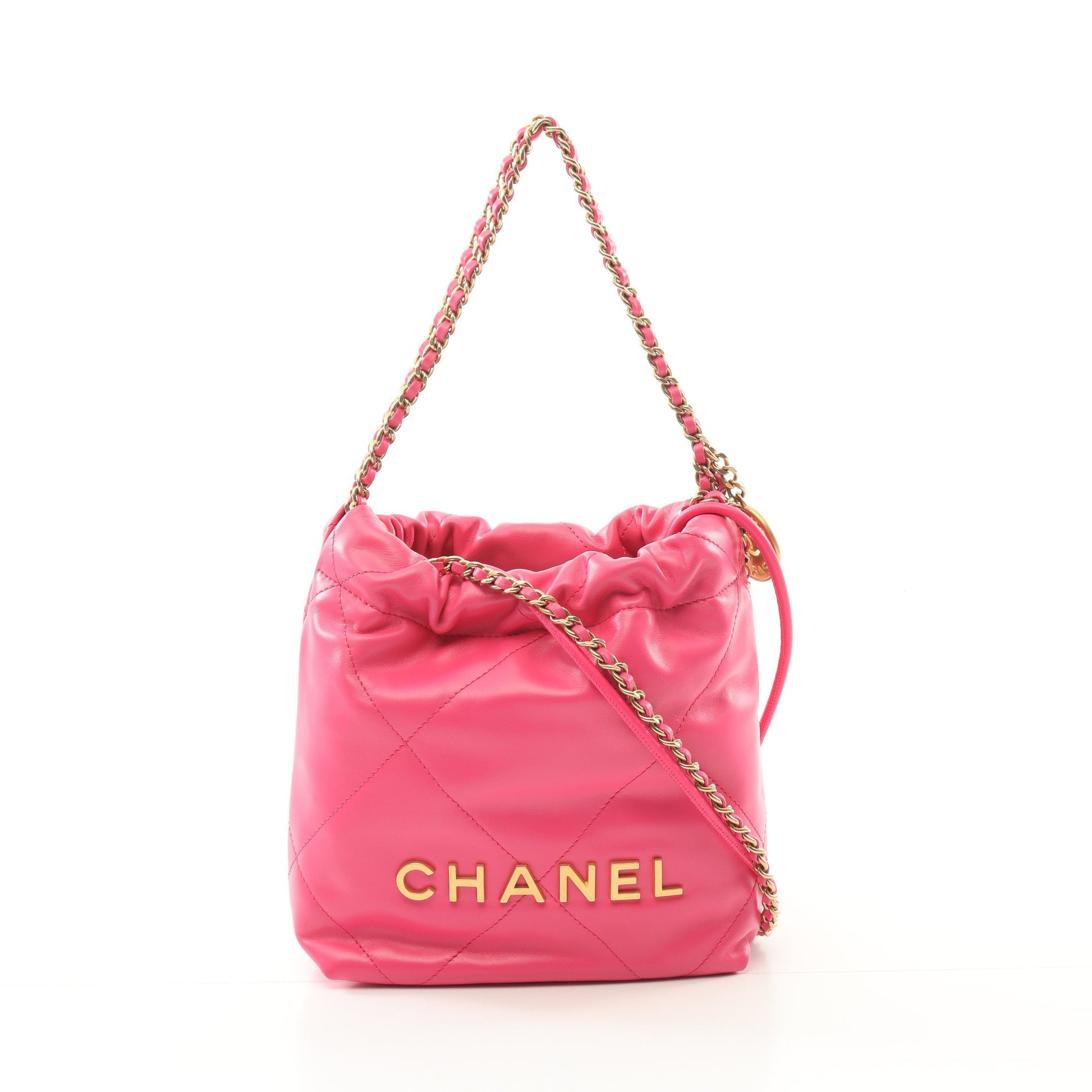CHANEL 22 ミニ チェーンショルダーバッグ レザー ピンクパープル ゴールド金具 シャネル バッグ CHANEL