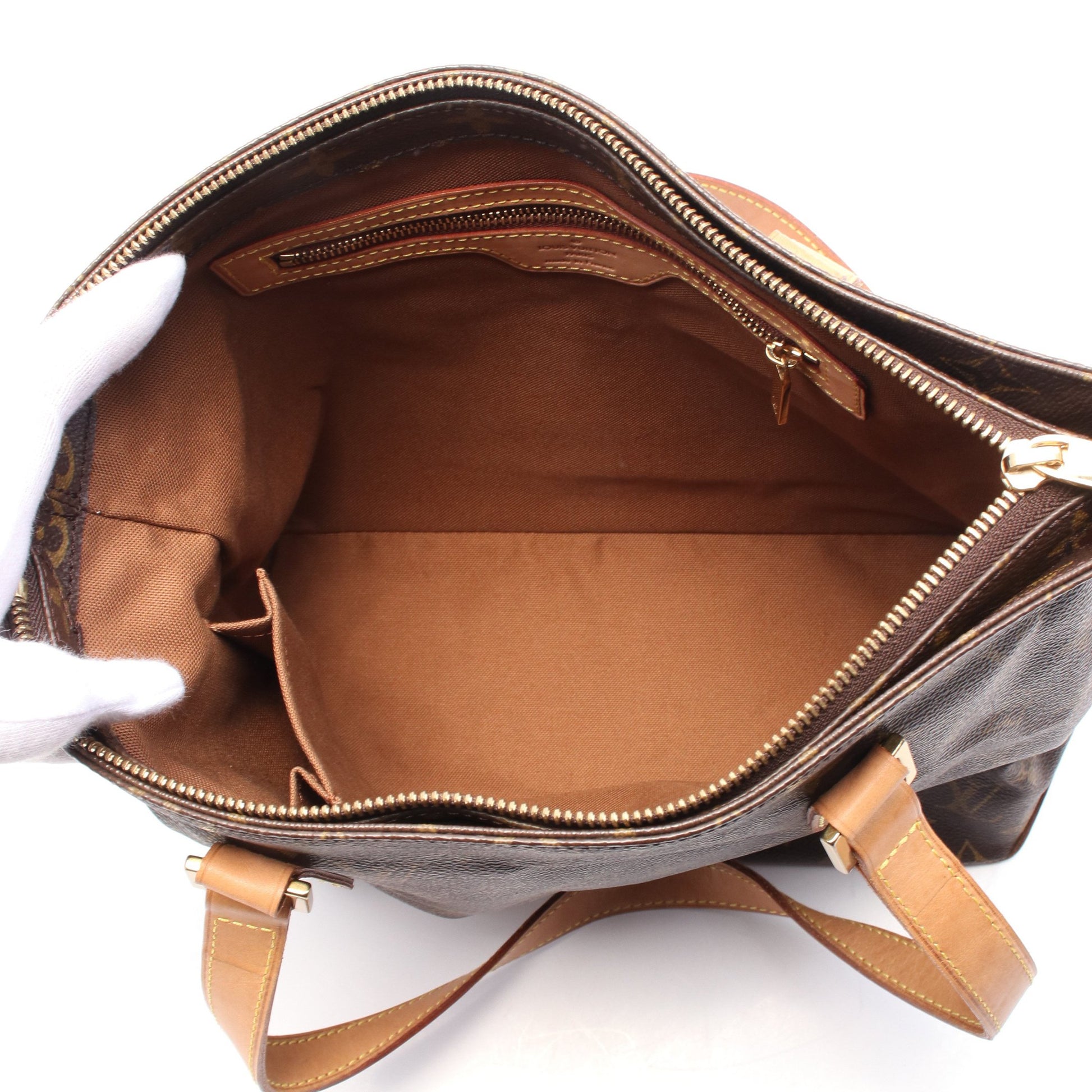 カバピアノ モノグラム ショルダーバッグ PVC レザー ブラウン ルイ  