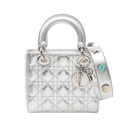 レディディオール スモール ハンドバッグ レザー シルバー 2WAY クリスチャンディオール バッグ Christian Dior