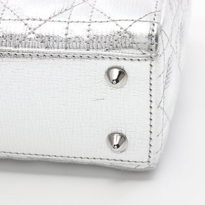 レディディオール スモール ハンドバッグ レザー シルバー 2WAY クリスチャンディオール バッグ Christian Dior