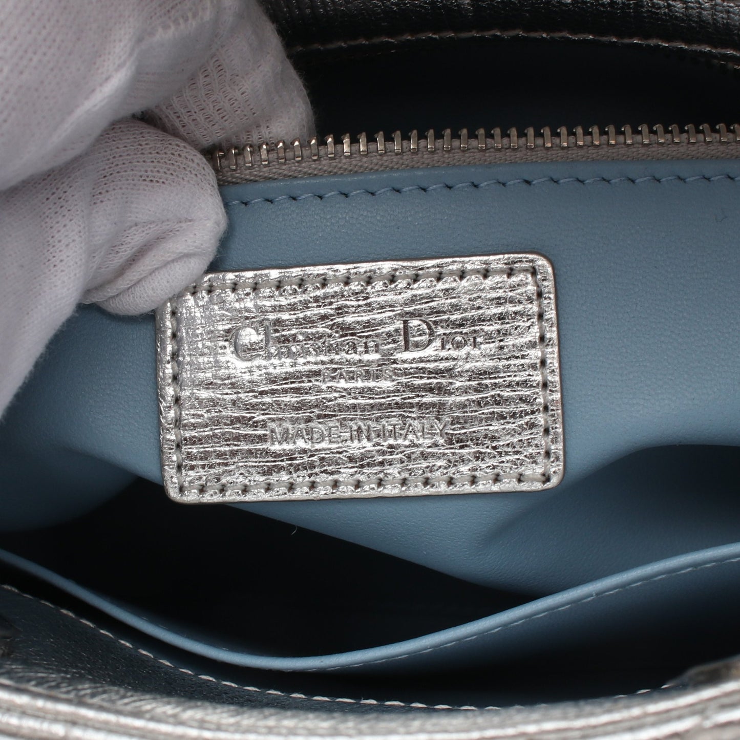 レディディオール スモール ハンドバッグ レザー シルバー 2WAY クリスチャンディオール バッグ Christian Dior