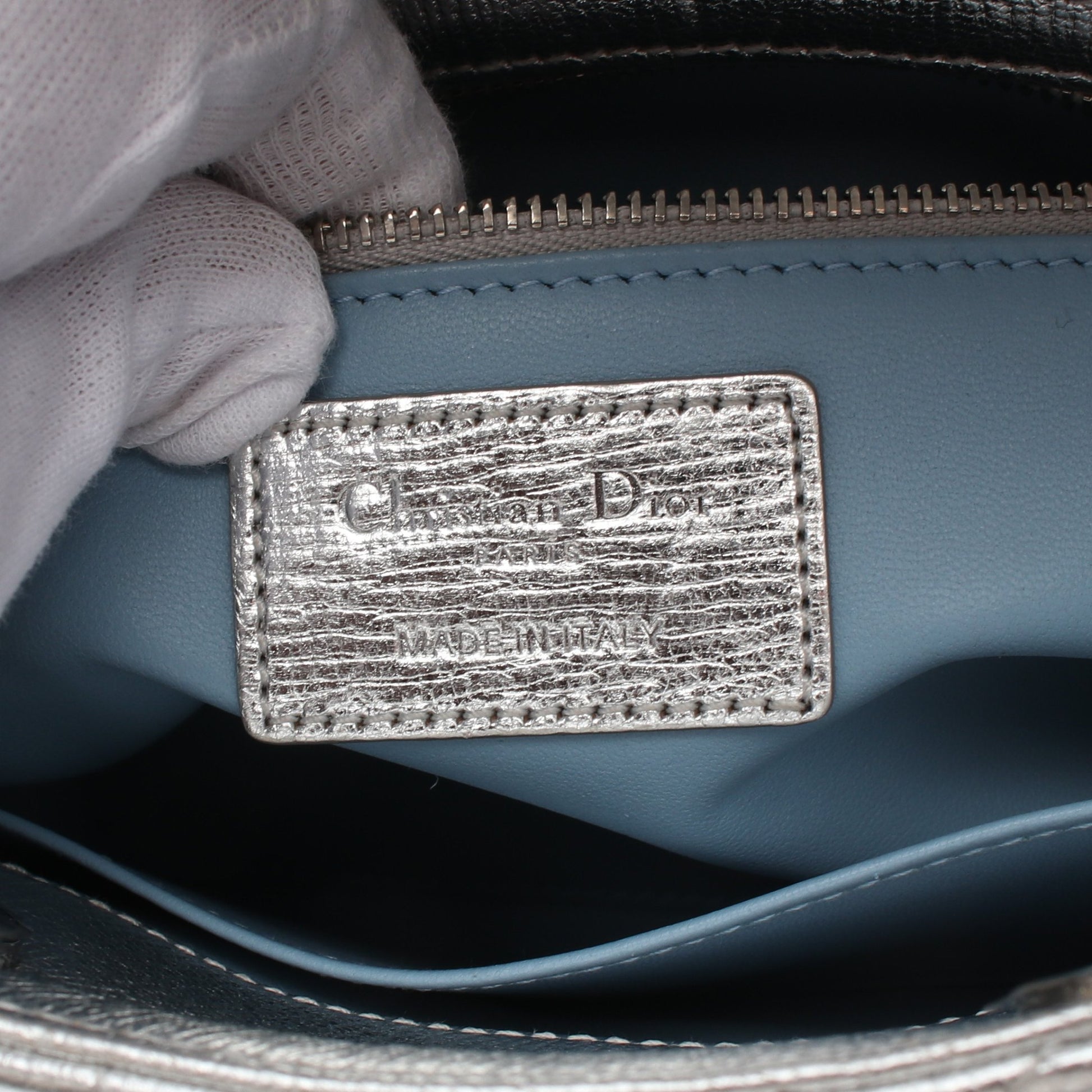 レディディオール スモール ハンドバッグ レザー シルバー 2WAY クリスチャンディオール バッグ Christian Dior