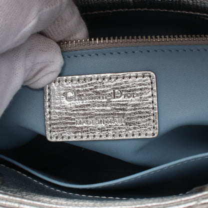 レディディオール スモール ハンドバッグ レザー シルバー 2WAY クリスチャンディオール バッグ Christian Dior