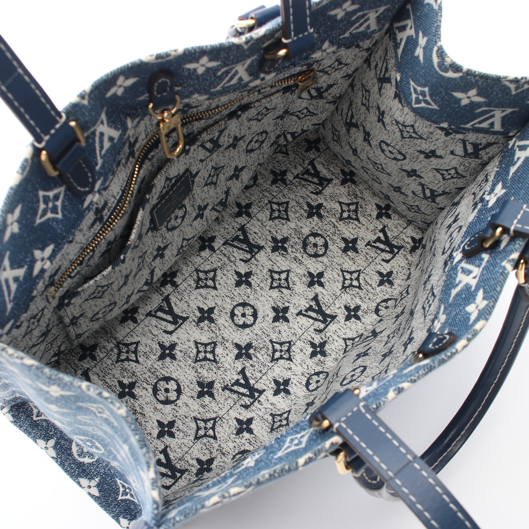 オンザゴーMM モノグラム ジャカードデニム ショルダーバッグ