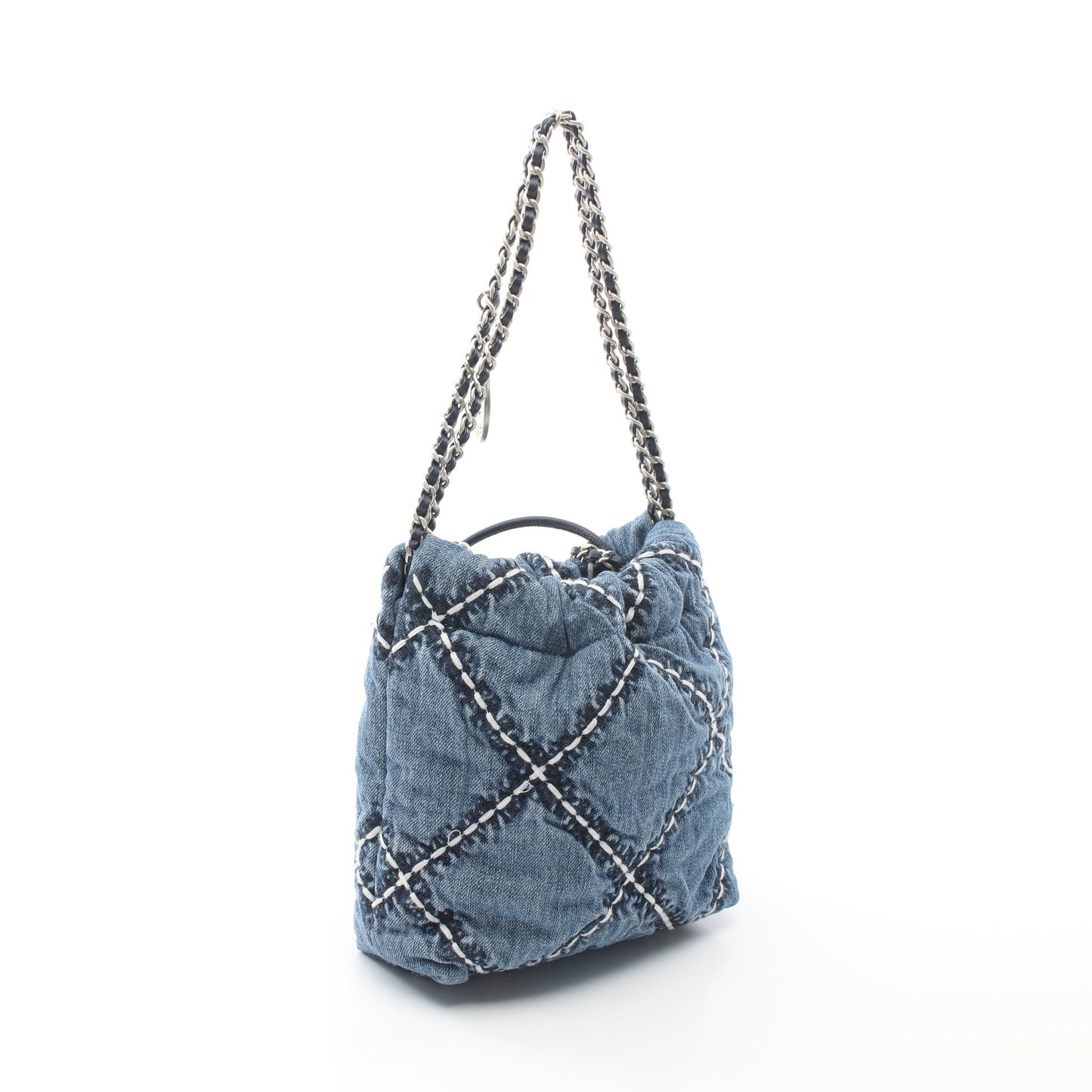 CHANEL 22 ミニ チェーンショルダーバッグ デニム ブルー シルバー金具 シャネル バッグ CHANEL
