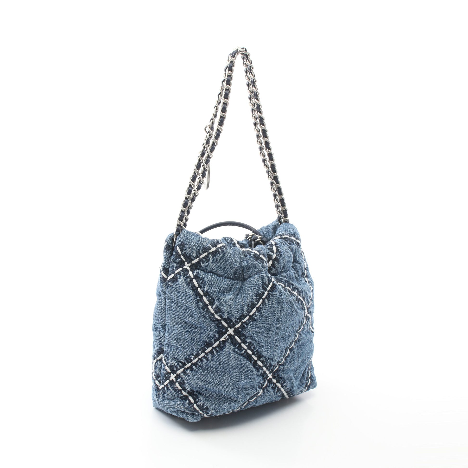 CHANEL 22 ミニ チェーンショルダーバッグ デニム ブルー シルバー金具 シャネル バッグ CHANEL