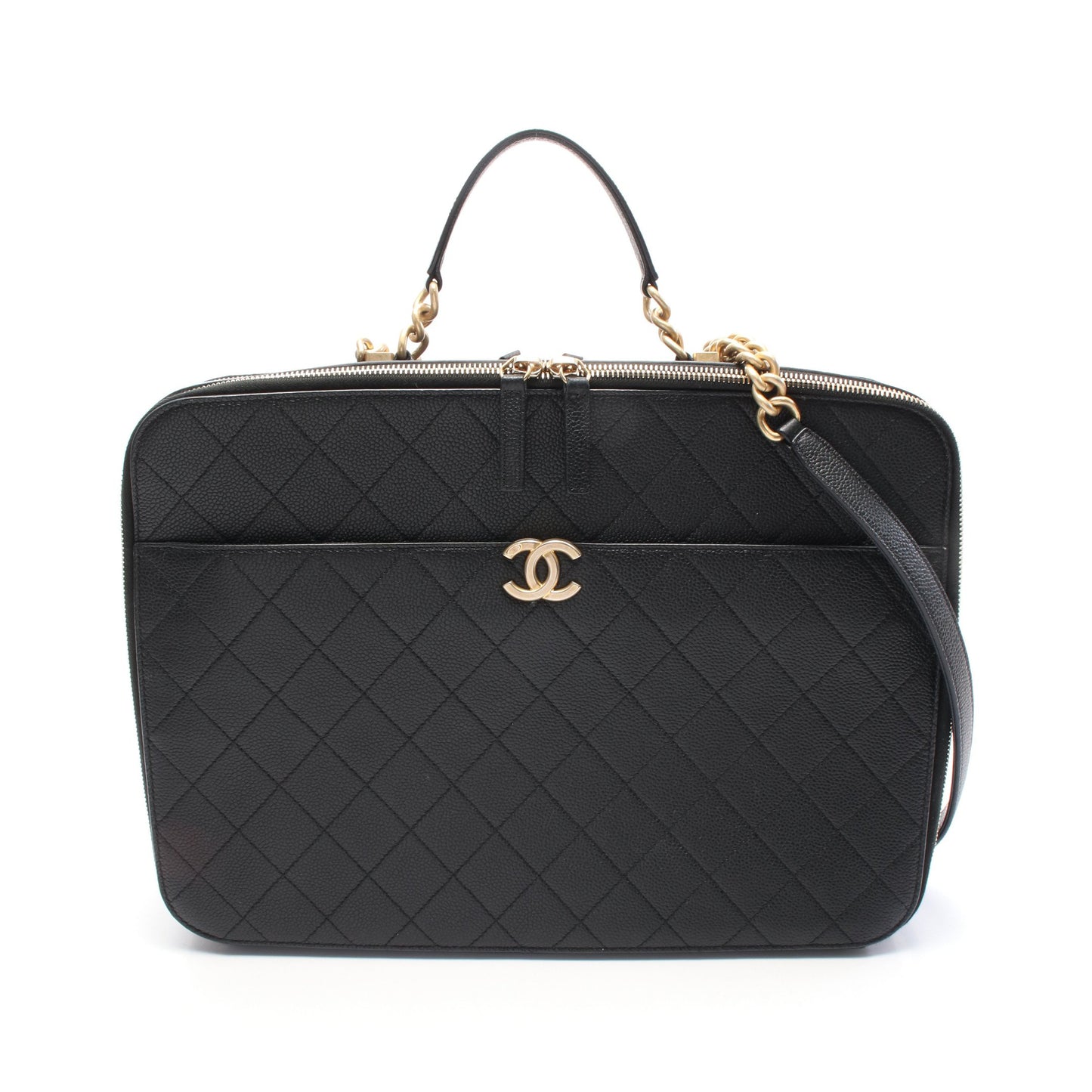 マトラッセ ビジネスバッグ キャビアスキン ブラック ゴールド金具 2WAY シャネル バッグ CHANEL