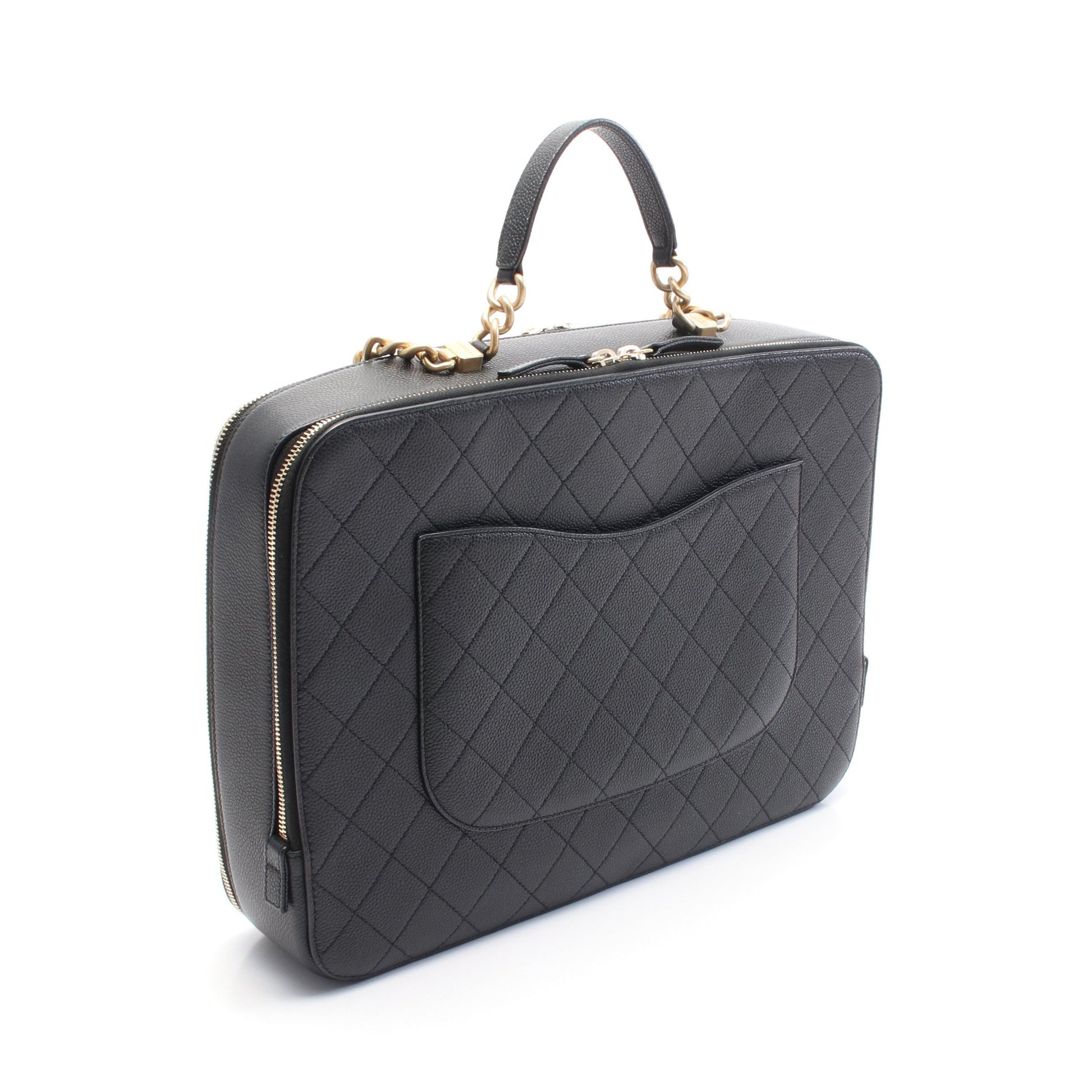 マトラッセ ビジネスバッグ キャビアスキン ブラック ゴールド金具 2WAY シャネル バッグ CHANEL