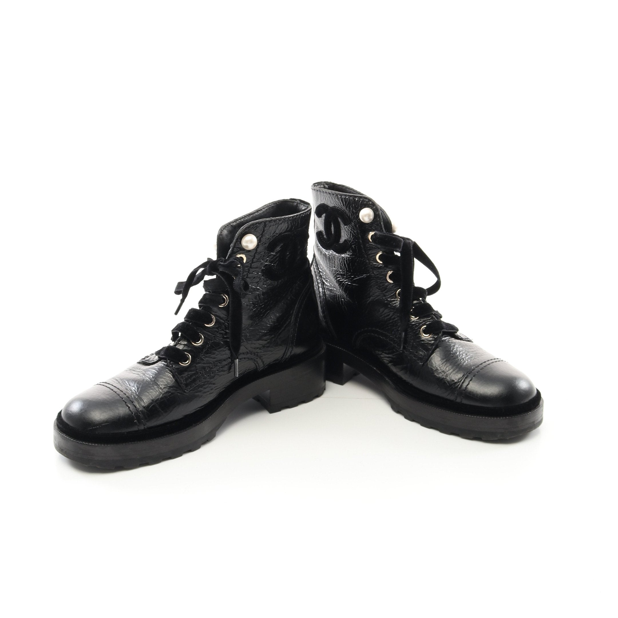 ココマーク ショート レースアップ ブーツ レザー ブラック シワ加工