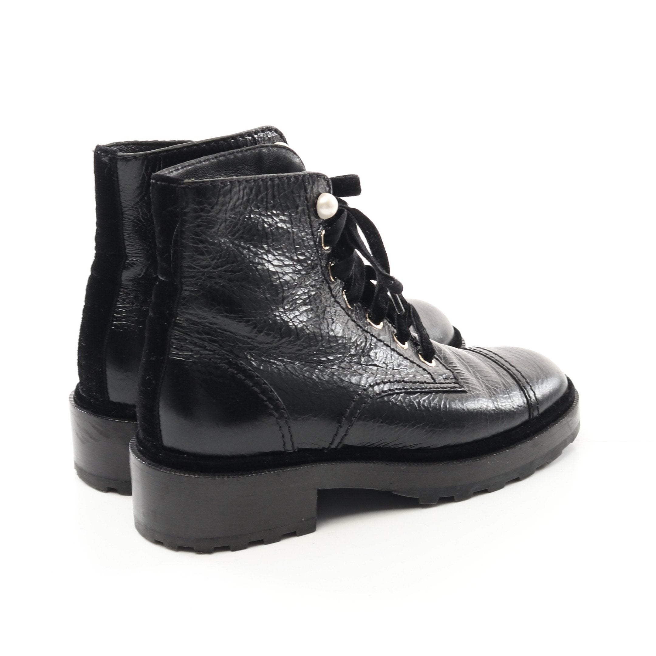 ココマーク ショート レースアップ ブーツ レザー ブラック シワ加工