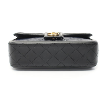 マトラッセ チェーンショルダーバッグ ラムスキン ネイビー ブラック ゴールド金具 シャネル バッグ CHANEL