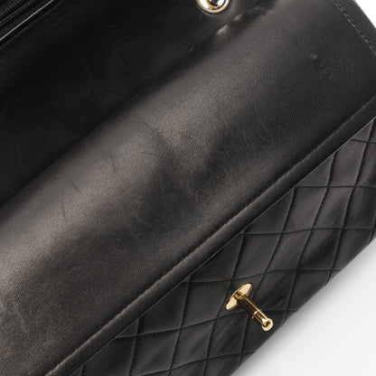 マトラッセ Wフラップ Wチェーンショルダーバッグ ラムスキン ブラック ゴールド金具 シャネル バッグ CHANEL