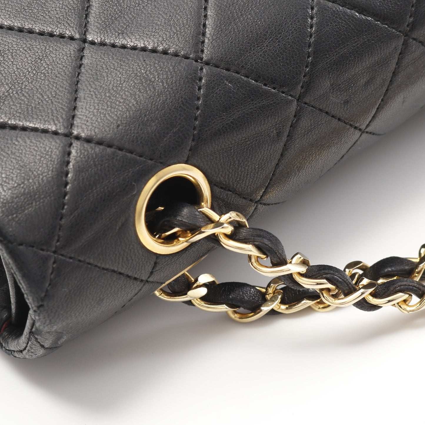 マトラッセ Wフラップ Wチェーンショルダーバッグ ラムスキン ブラック ゴールド金具 シャネル バッグ CHANEL