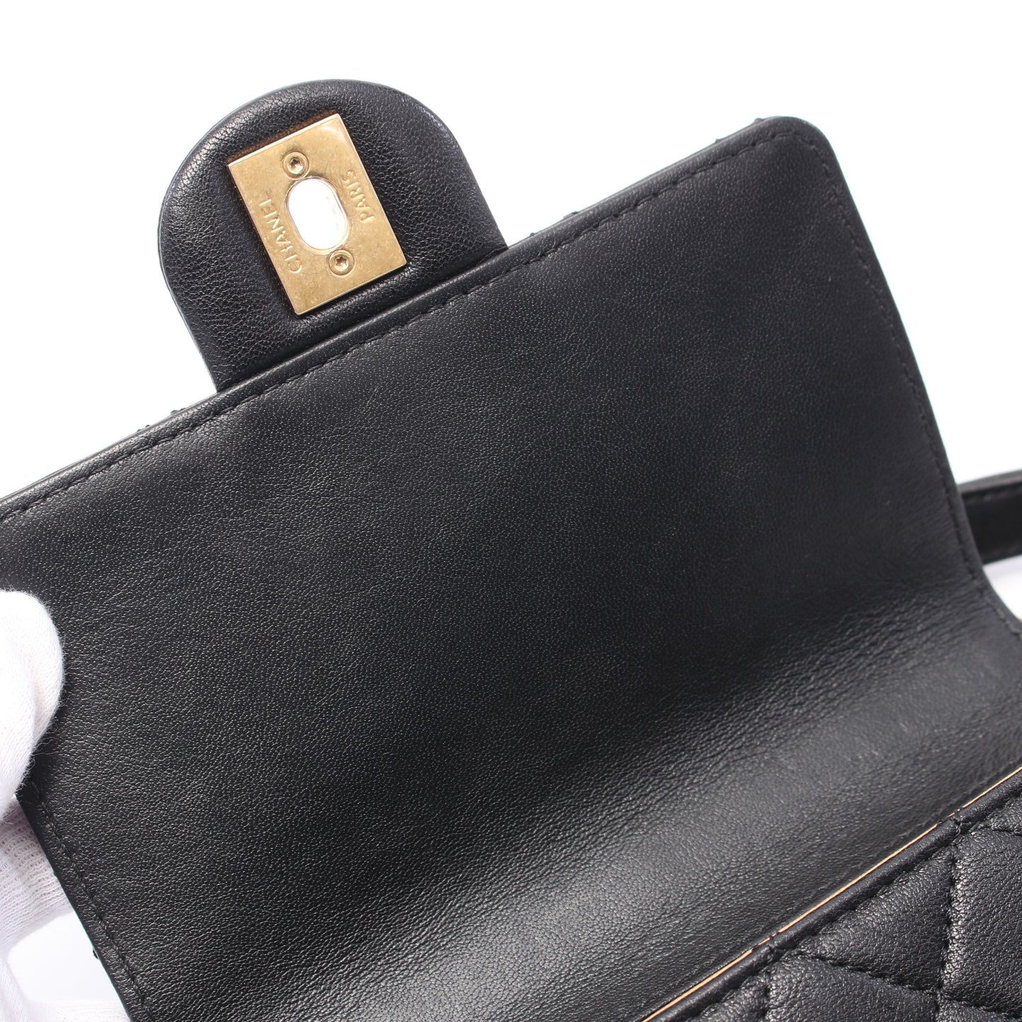 マトラッセ パール チェーンショルダーバッグ ラムスキン ブラック ゴールド金具 シャネル バッグ CHANEL
