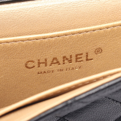 マトラッセ パール チェーンショルダーバッグ ラムスキン ブラック ゴールド金具 シャネル バッグ CHANEL