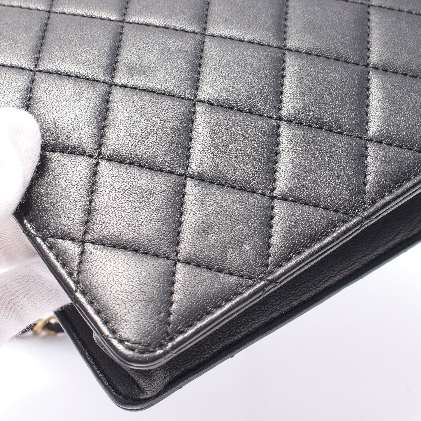 マトラッセ パール チェーンショルダーバッグ ラムスキン ブラック ゴールド金具 シャネル バッグ CHANEL