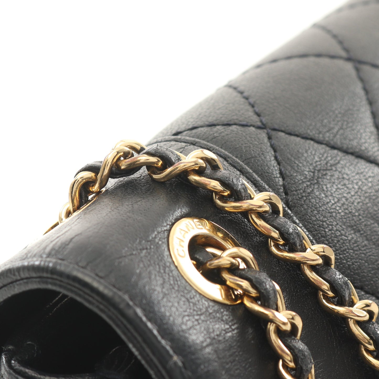マドモアゼル マトラッセ Wチェーンショルダーバッグ レザー ブラック ゴールド金具 シャネル バッグ CHANEL