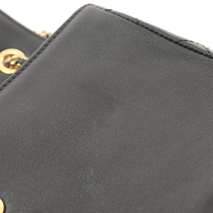 マドモアゼル マトラッセ Wチェーンショルダーバッグ レザー ブラック ゴールド金具 シャネル バッグ CHANEL