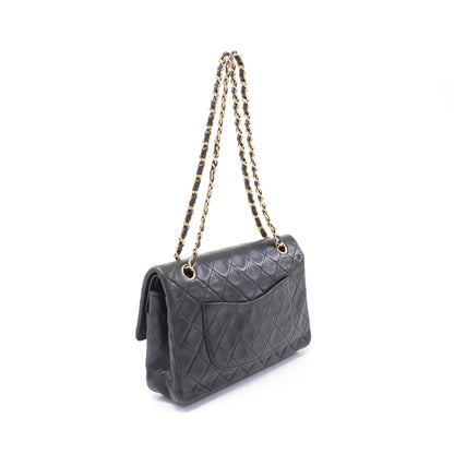 マトラッセ Wフラップ Wチェーンショルダーバッグ ラムスキン ブラック ゴールド金具 ヴィンテージ シャネル バッグ CHANEL