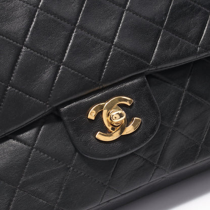 マトラッセ Wフラップ Wチェーンショルダーバッグ ラムスキン ブラック ゴールド金具 ヴィンテージ シャネル バッグ CHANEL
