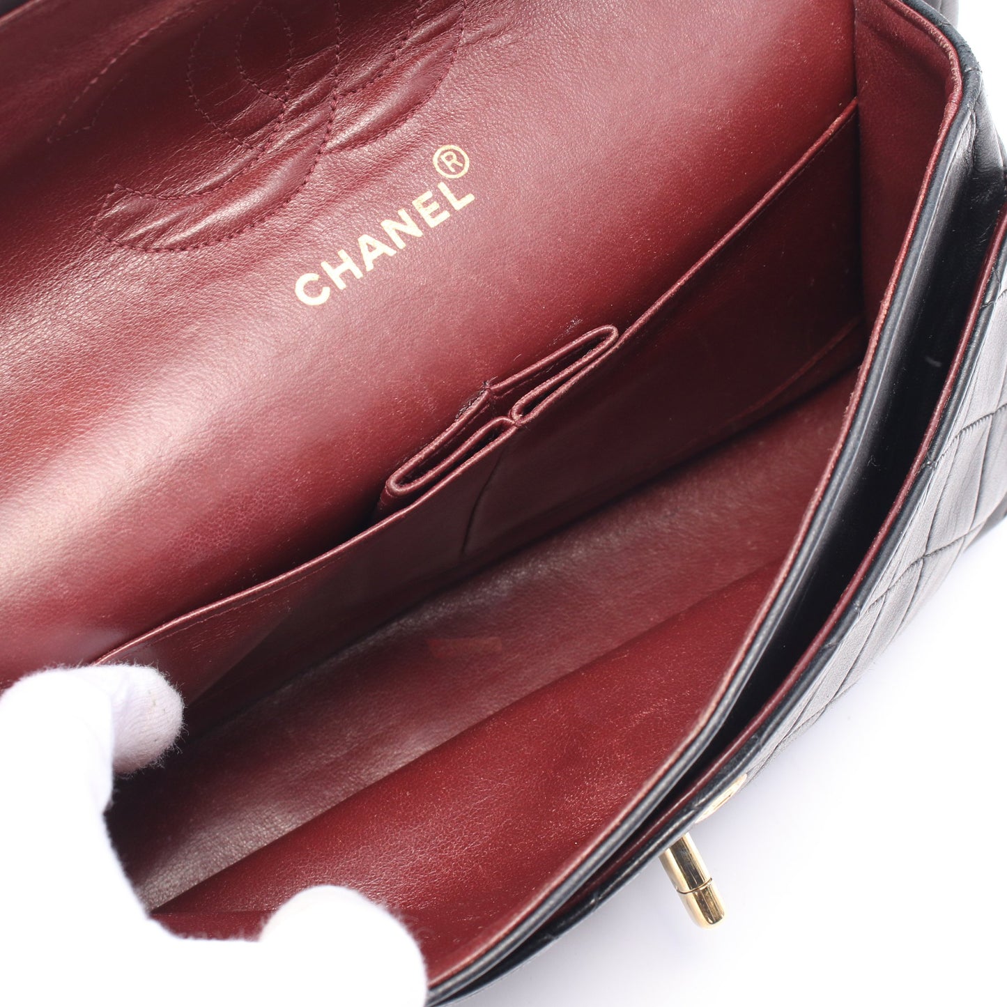 マトラッセ Wフラップ Wチェーンショルダーバッグ ラムスキン ブラック ゴールド金具 ヴィンテージ シャネル バッグ CHANEL