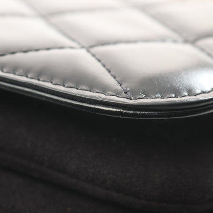 マトラッセ ショルダーバッグ レザー スエード ブラック ゴールド金具 シャネル バッグ CHANEL