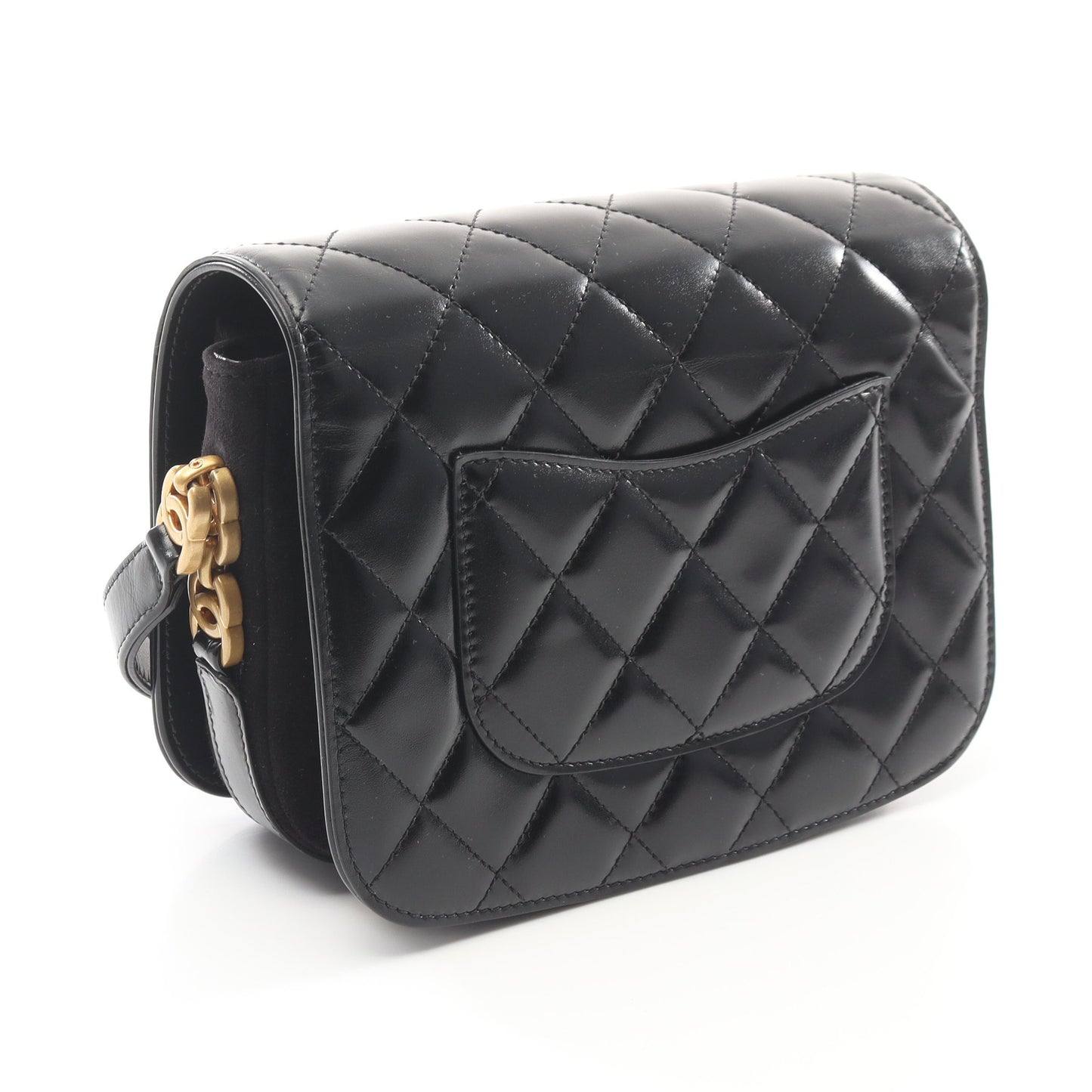 マトラッセ ショルダーバッグ レザー スエード ブラック ゴールド金具 シャネル バッグ CHANEL