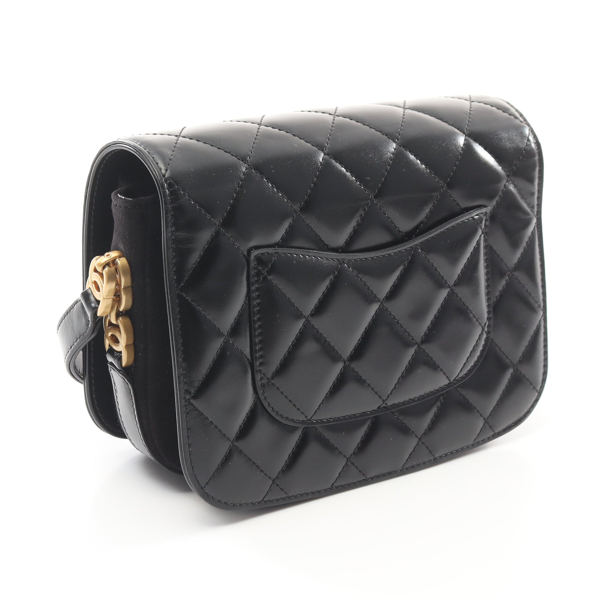 マトラッセ ショルダーバッグ レザー スエード ブラック ゴールド金具 シャネル バッグ CHANEL