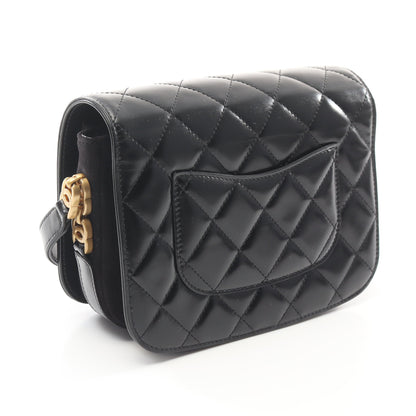 マトラッセ ショルダーバッグ レザー スエード ブラック ゴールド金具 シャネル バッグ CHANEL