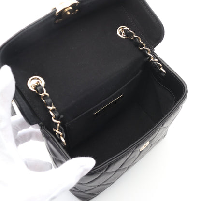 マトラッセ バニティバッグ チェーンショルダーバッグ ラムスキン ブラック ゴールド金具 シャネル バッグ CHANEL