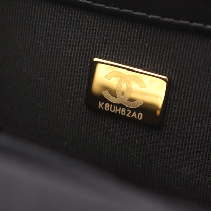 マトラッセ バニティバッグ チェーンショルダーバッグ ラムスキン ブラック ゴールド金具 シャネル バッグ CHANEL