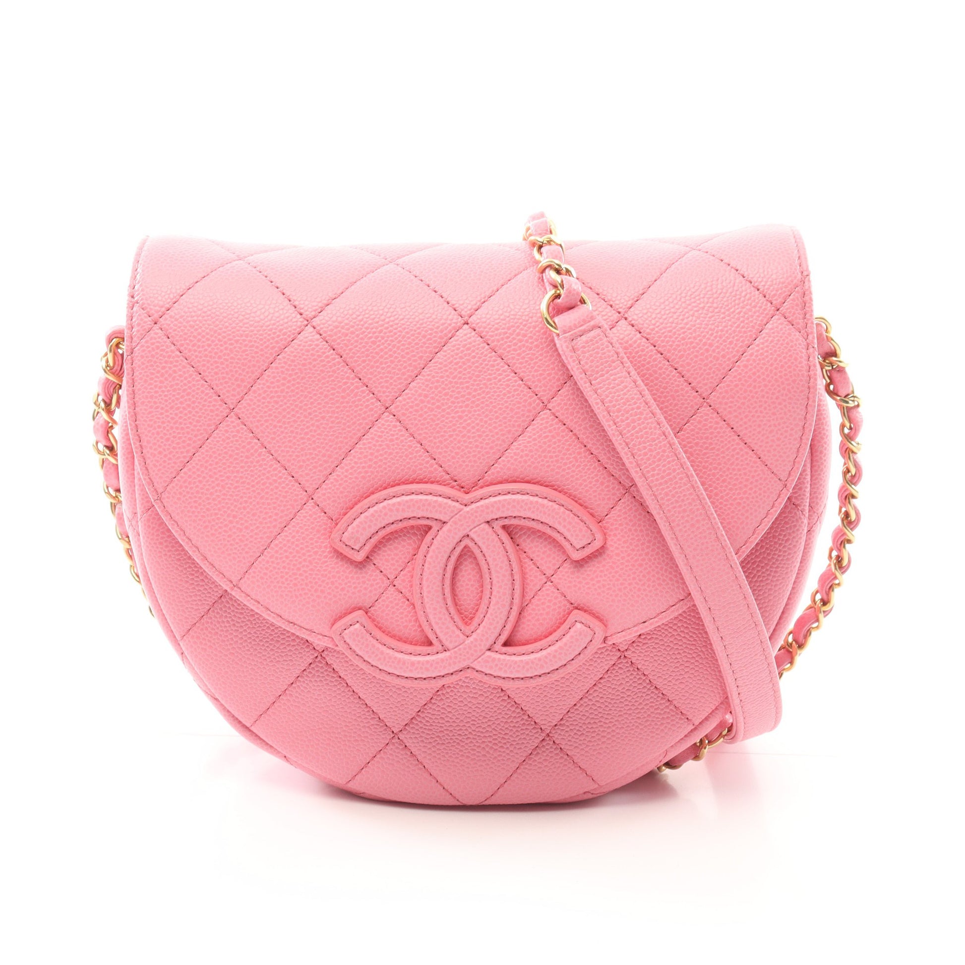 マトラッセ チェーンショルダーバッグ キャビアスキン ピンク ゴールド金具 シャネル バッグ CHANEL