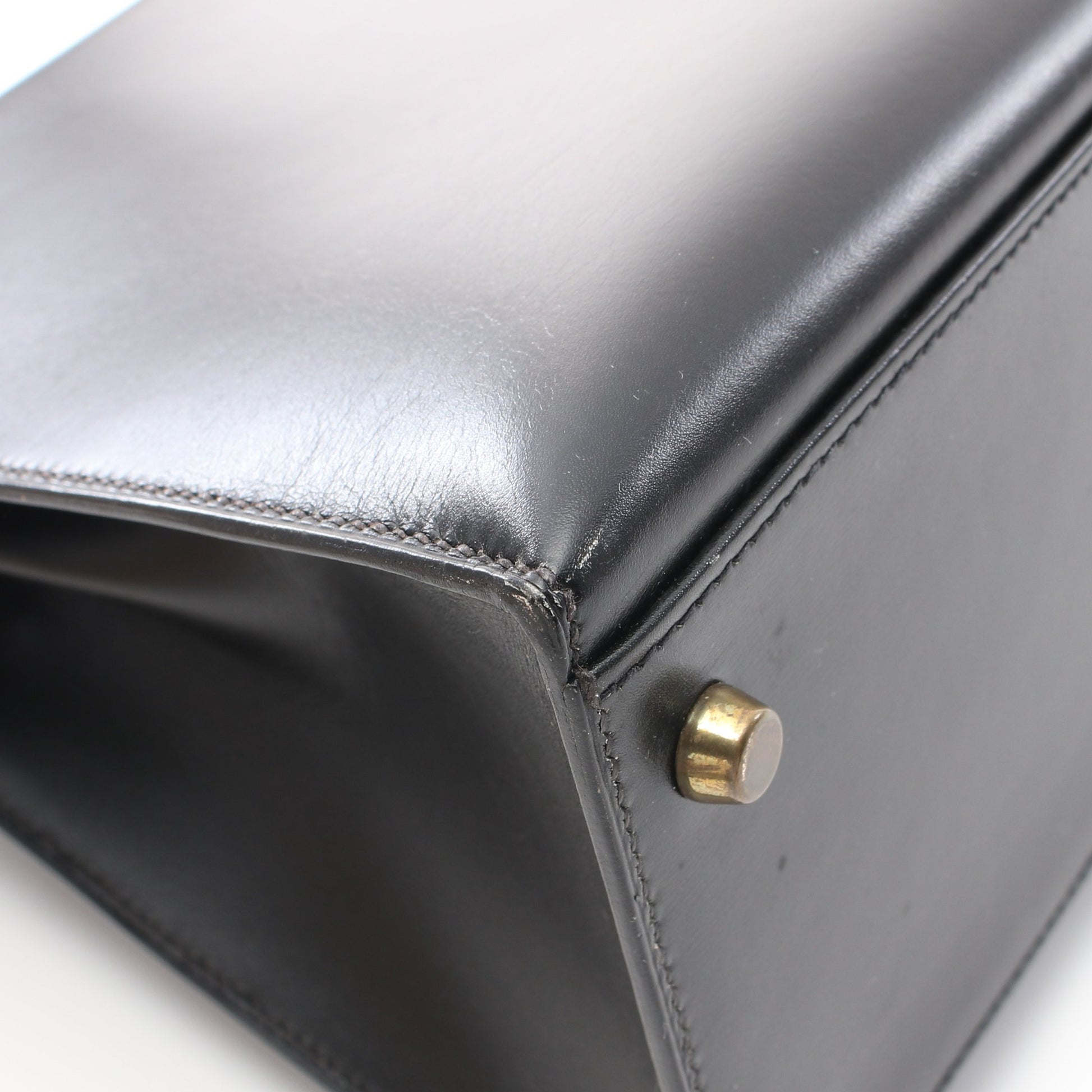 ケリー32 ハンドバッグ ボックスカーフ ブラック ゴールド金具 2WAY ○V刻印 エルメス バッグ HERMES
