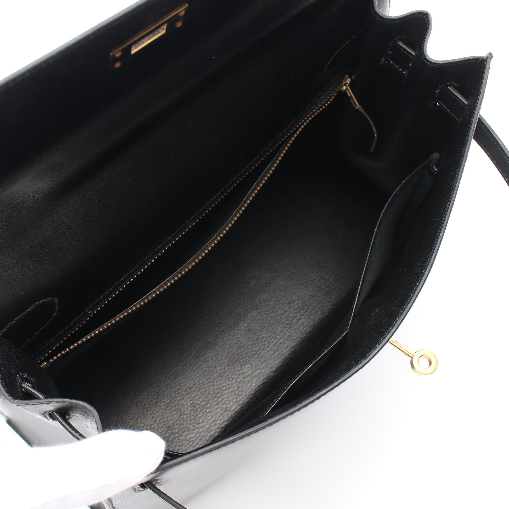 ケリー32 ハンドバッグ ボックスカーフ ブラック ゴールド金具 2WAY ○V刻印 エルメス バッグ HERMES