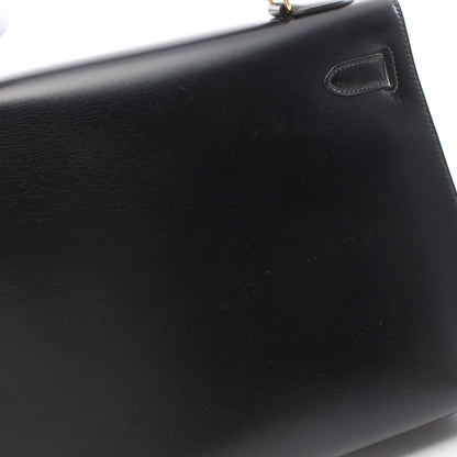 ケリー32 ハンドバッグ ボックスカーフ ブラック ゴールド金具 2WAY ○V刻印 エルメス バッグ HERMES