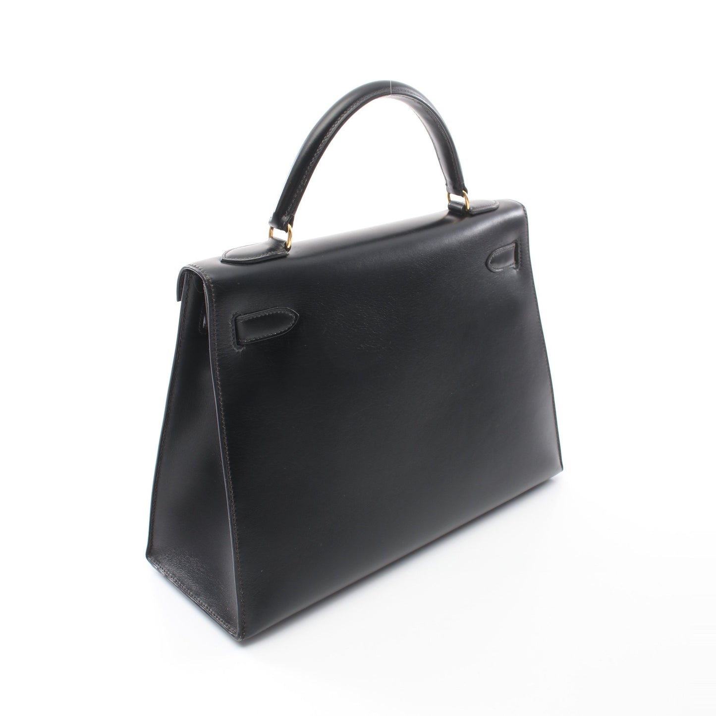 ケリー32 ハンドバッグ ボックスカーフ ブラック ゴールド金具 2WAY ○V刻印 エルメス バッグ HERMES