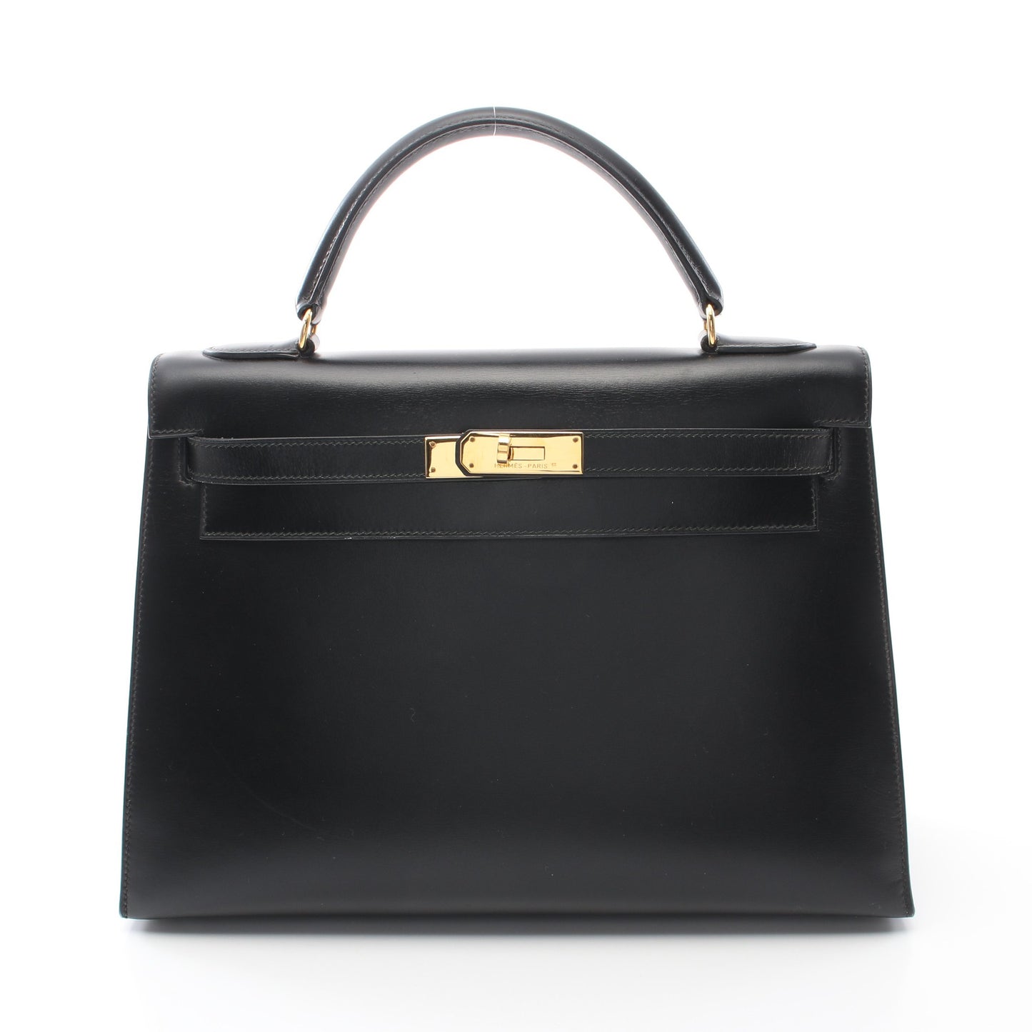 ケリー32 ハンドバッグ ボックスカーフ ブラック ゴールド金具 2WAY ○V刻印 エルメス バッグ HERMES