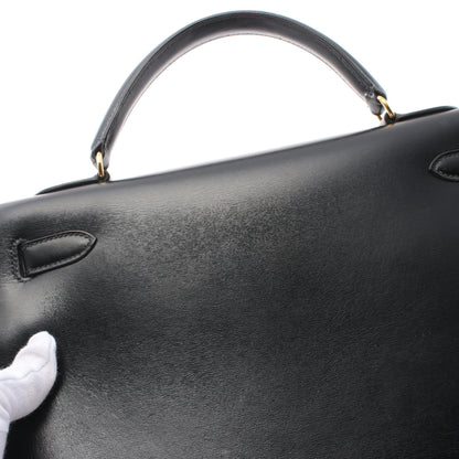ケリー32 ハンドバッグ ボックスカーフ ブラック ゴールド金具 2WAY ○V刻印 エルメス バッグ HERMES