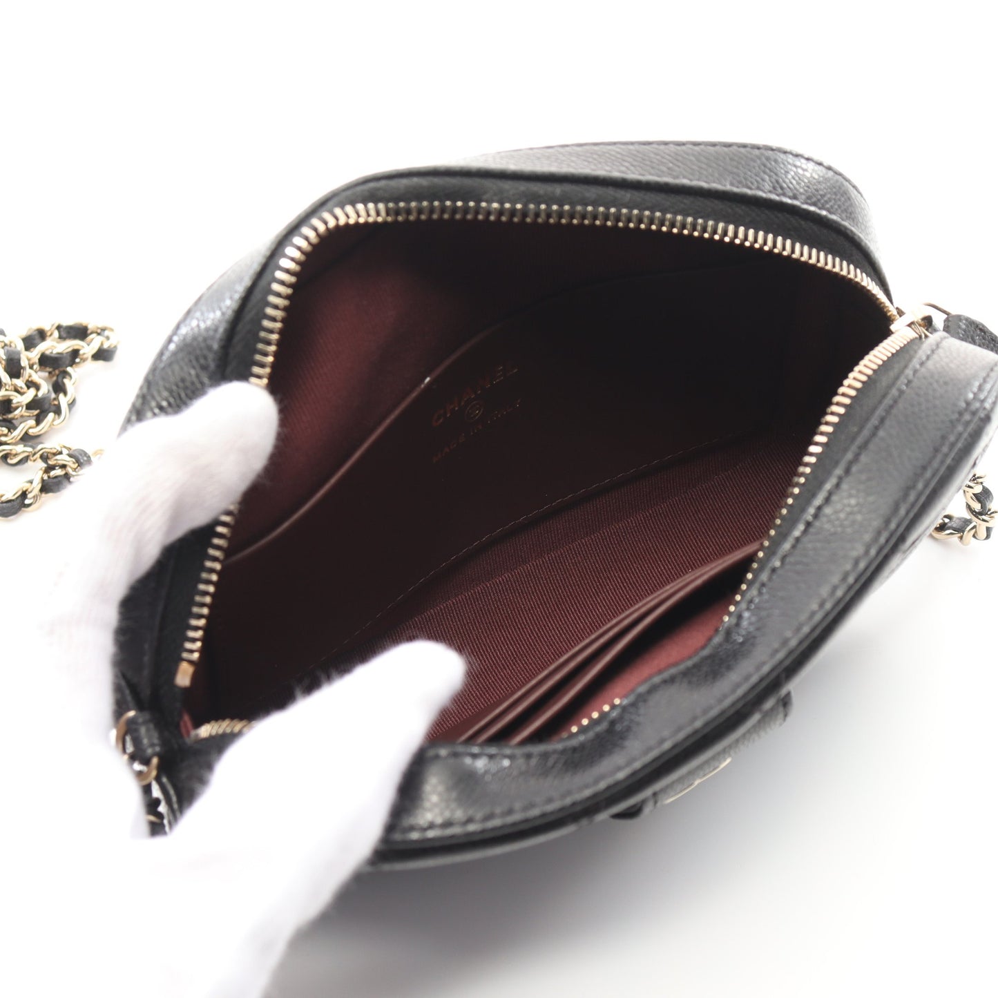 マトラッセ カメラバッグ チェーンショルダーバッグ キャビアスキン ブラック ゴールド金具 シャネル バッグ CHANEL
