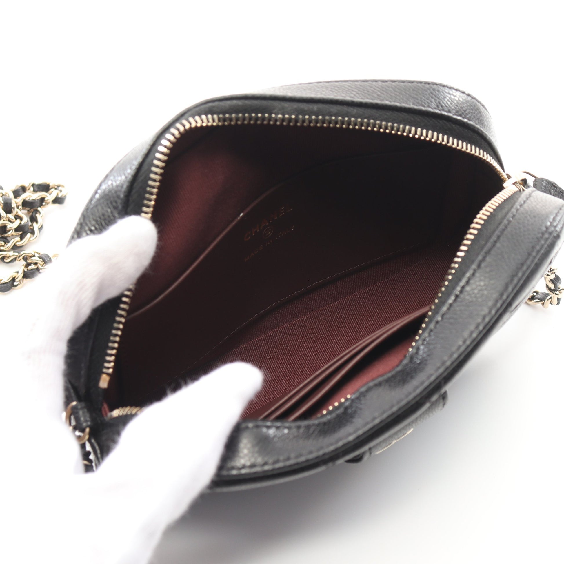 マトラッセ カメラバッグ チェーンショルダーバッグ キャビアスキン ブラック ゴールド金具 シャネル バッグ CHANEL