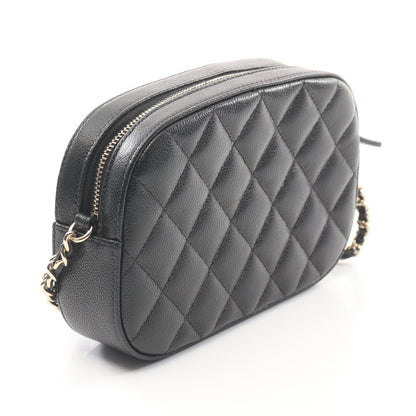 マトラッセ カメラバッグ チェーンショルダーバッグ キャビアスキン ブラック ゴールド金具 シャネル バッグ CHANEL