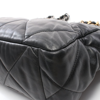CHANEL19 マトラッセ チェーンショルダーバッグ チェーントートバッグ ラムスキン ブラック コンビ金具 シャネル バッグ CHANEL