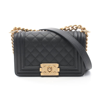 ボーイシャネル スモール チェーンショルダーバッグ キャビアスキン ブラック ゴールド金具 シャネル バッグ CHANEL
