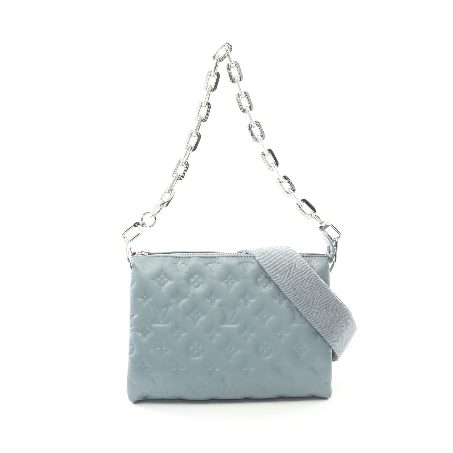 クッサンPM モノグラム チェーンショルダーバッグ レザー ブルーグレー 2WAY ルイヴィトン バッグ LOUIS VUITTON