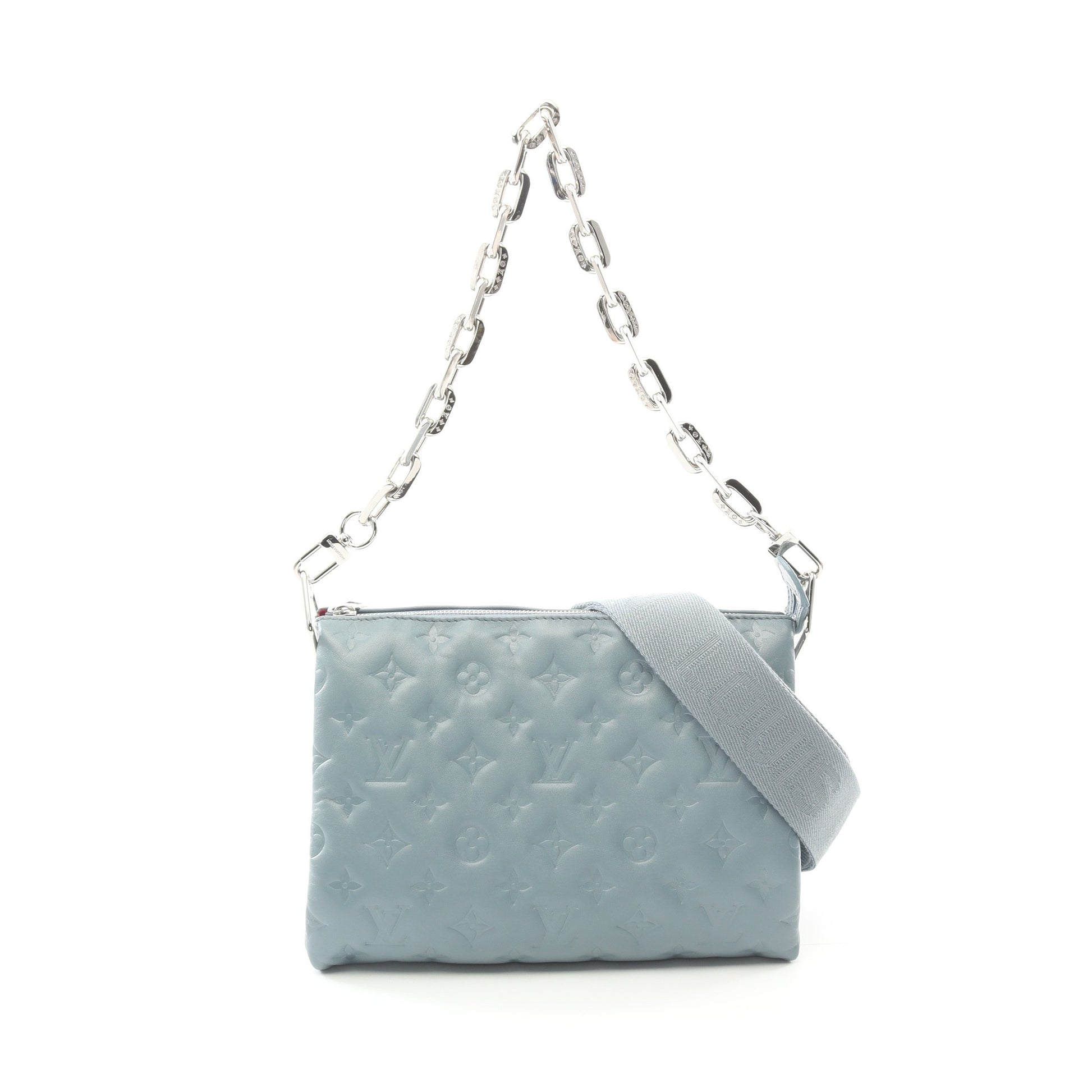 クッサンPM モノグラム チェーンショルダーバッグ レザー ブルーグレー 2WAY ルイヴィトン バッグ LOUIS VUITTON