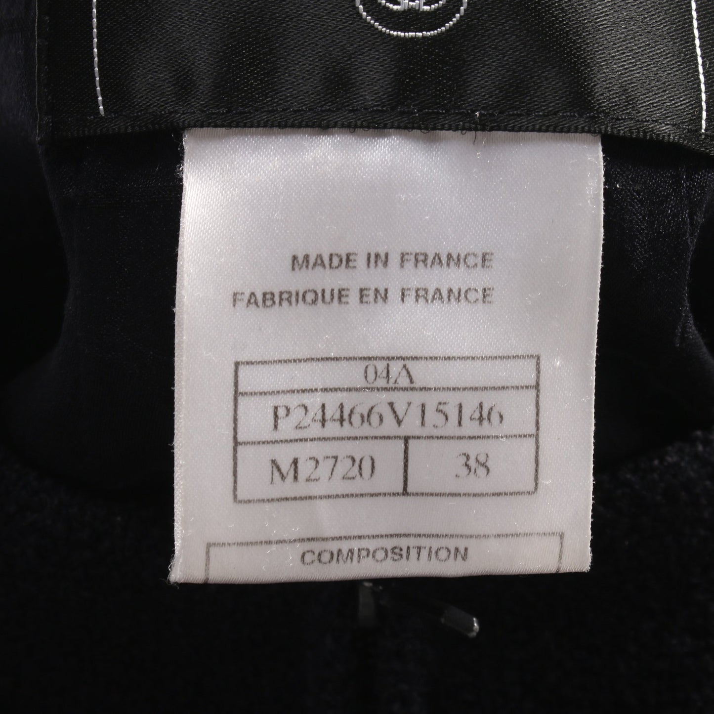 トリコロール ツイード ジップアップ ノーカラージャケット ウール ネイビー レッド アイボリー 04A シャネル アウター CHANEL