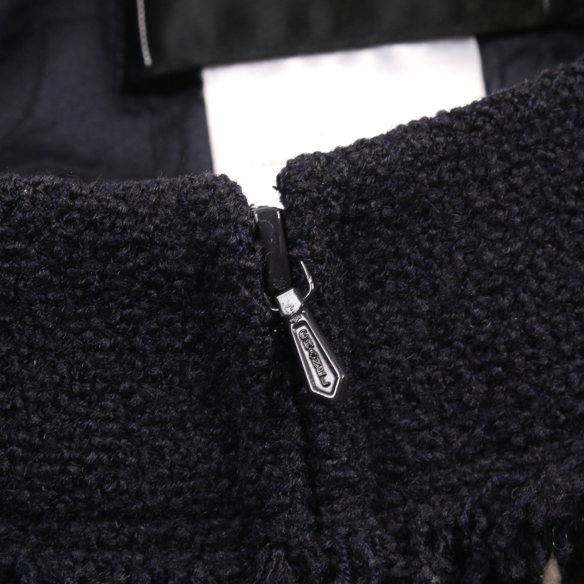 トリコロール ツイード ジップアップ ノーカラージャケット ウール ネイビー レッド アイボリー 04A シャネル アウター CHANEL