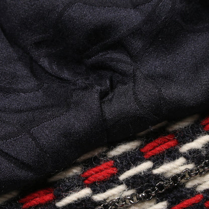 トリコロール ツイード ジップアップ ノーカラージャケット ウール ネイビー レッド アイボリー 04A シャネル アウター CHANEL