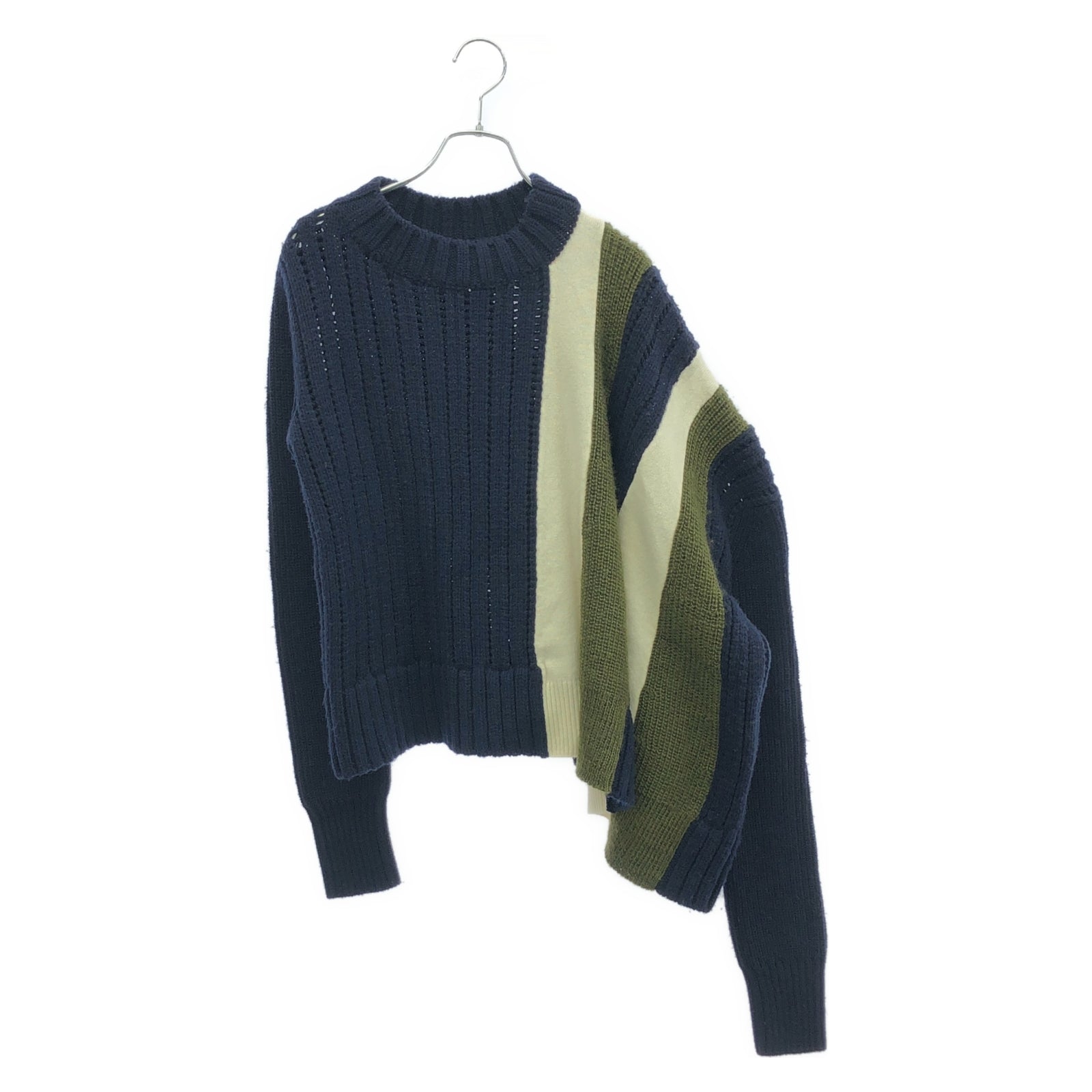 SACAI サカイ　ニットセーター 白ネイビー　2サイズ セーター ニット ウール ネイビー サカイ – RECLO